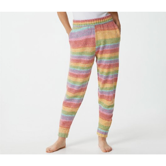G.I.L.I. Women XL Pants Joggers Rainbow Sweater Pullon Drawstring Waist Knit New - Picture 1 of 10